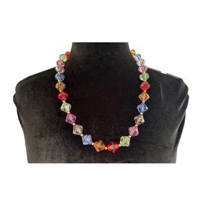 Vintage Multi Color Acrylic Jewel Tone Necklace